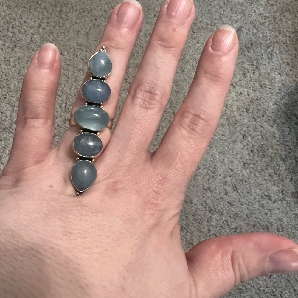 Sterling Silver Chalcedony Crawler Ring - image 2